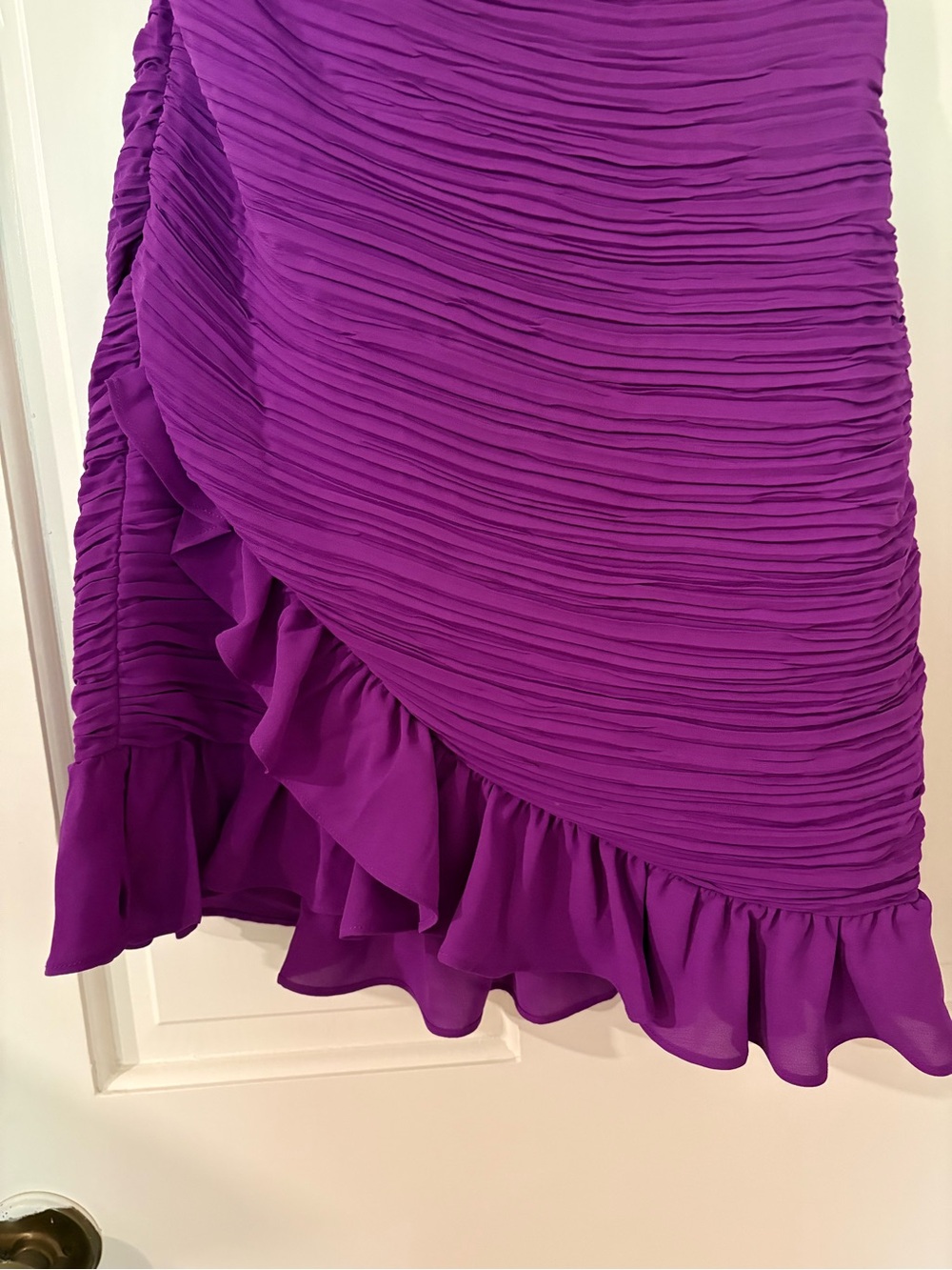 Express Vibrant Purple One-Shoulder Ruffle Mini Dress - Picture 3 of 5